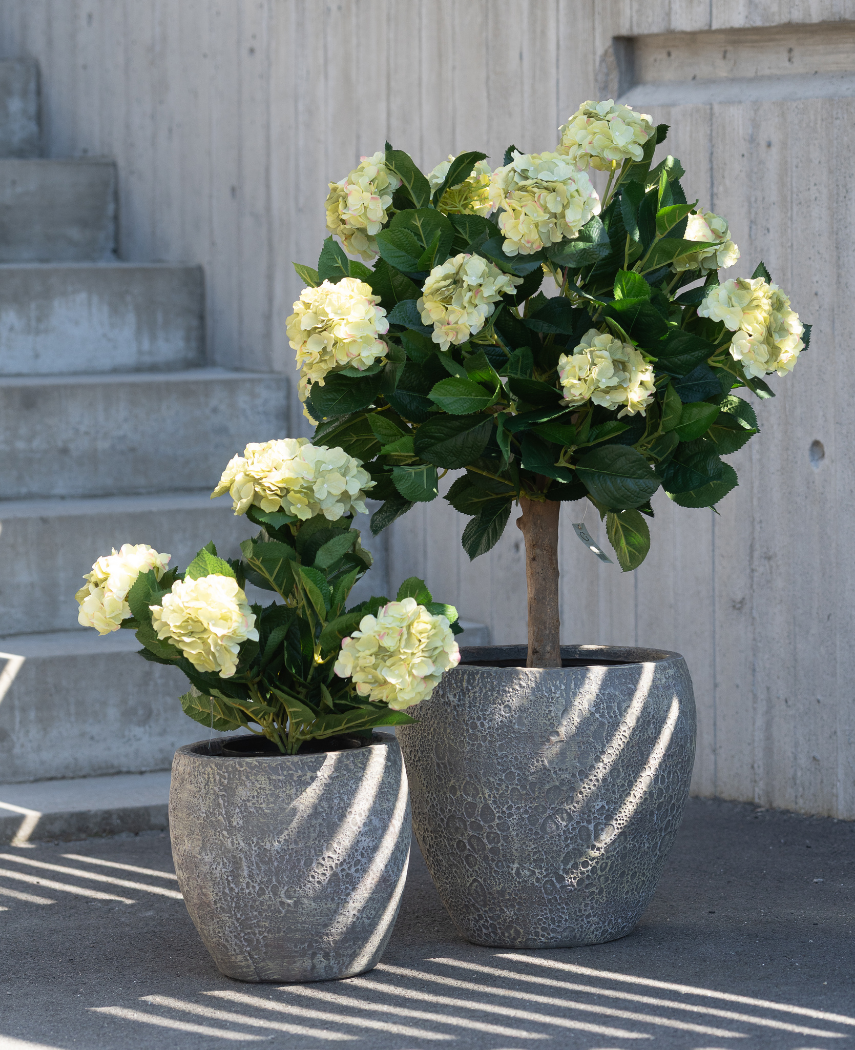 Kunstig Hortensia Ball Gul/Grønn UV 75 cm