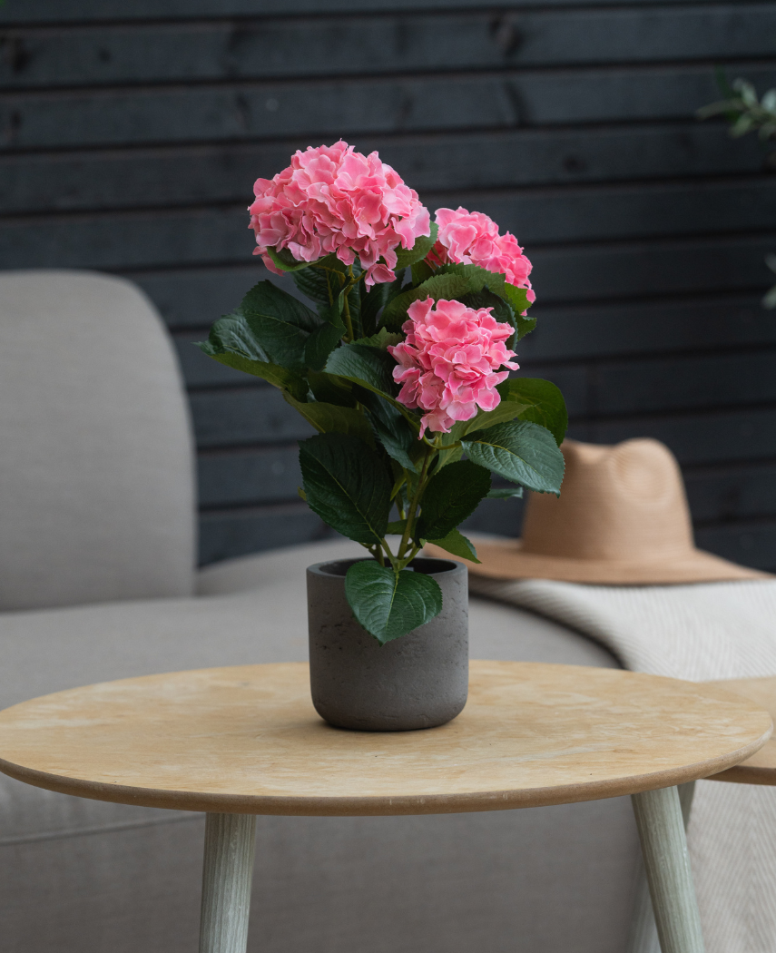 Kunstig Hortensia Deluxe Rosa UV 35 cm