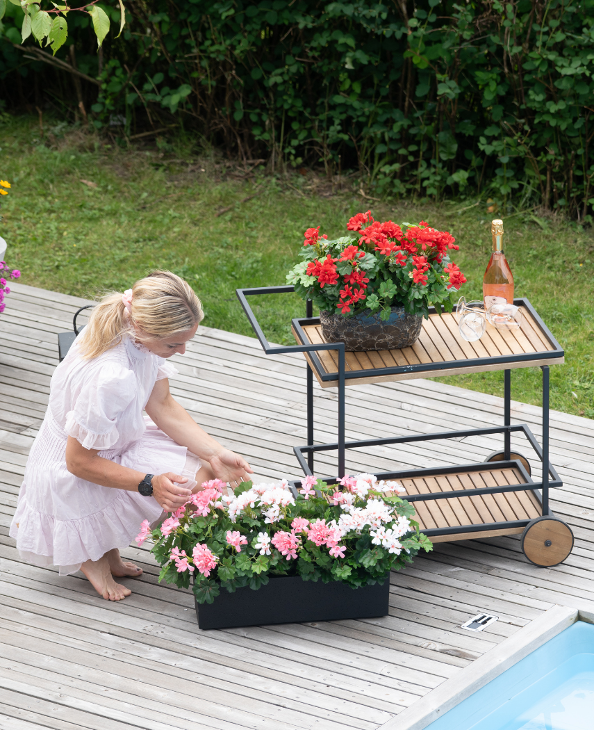 Kunstig Geranium i Potte Rosa UV 40 cm