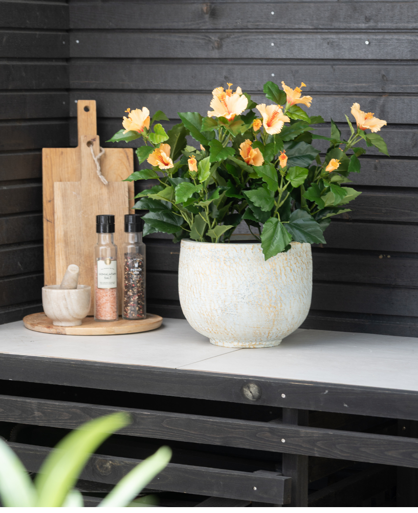 Kunstig Hawaiirose Gul UV 44 cm
