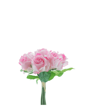 Kunstig Rosebukett 7 Roser Real Touch Rosa 30 cm