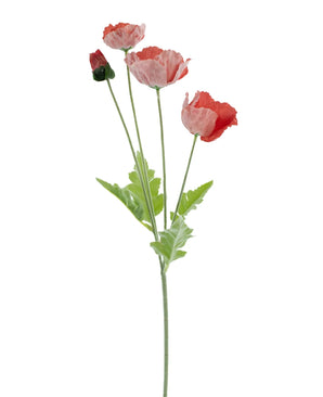 Kunstig Valmueblomst Real Touch Rød/Oransje 60 cm