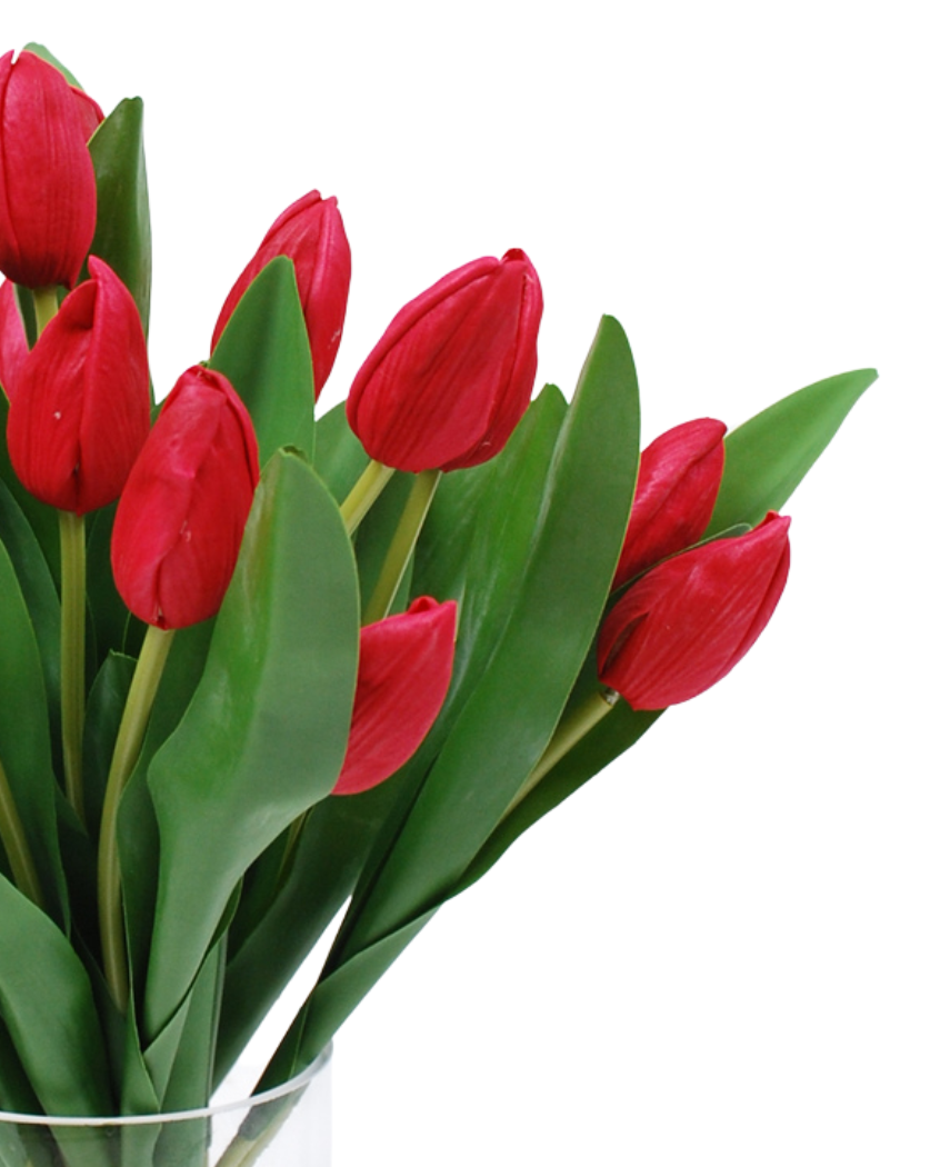 Kunstig Tulipan Bukett i Vase Rød 45 cm