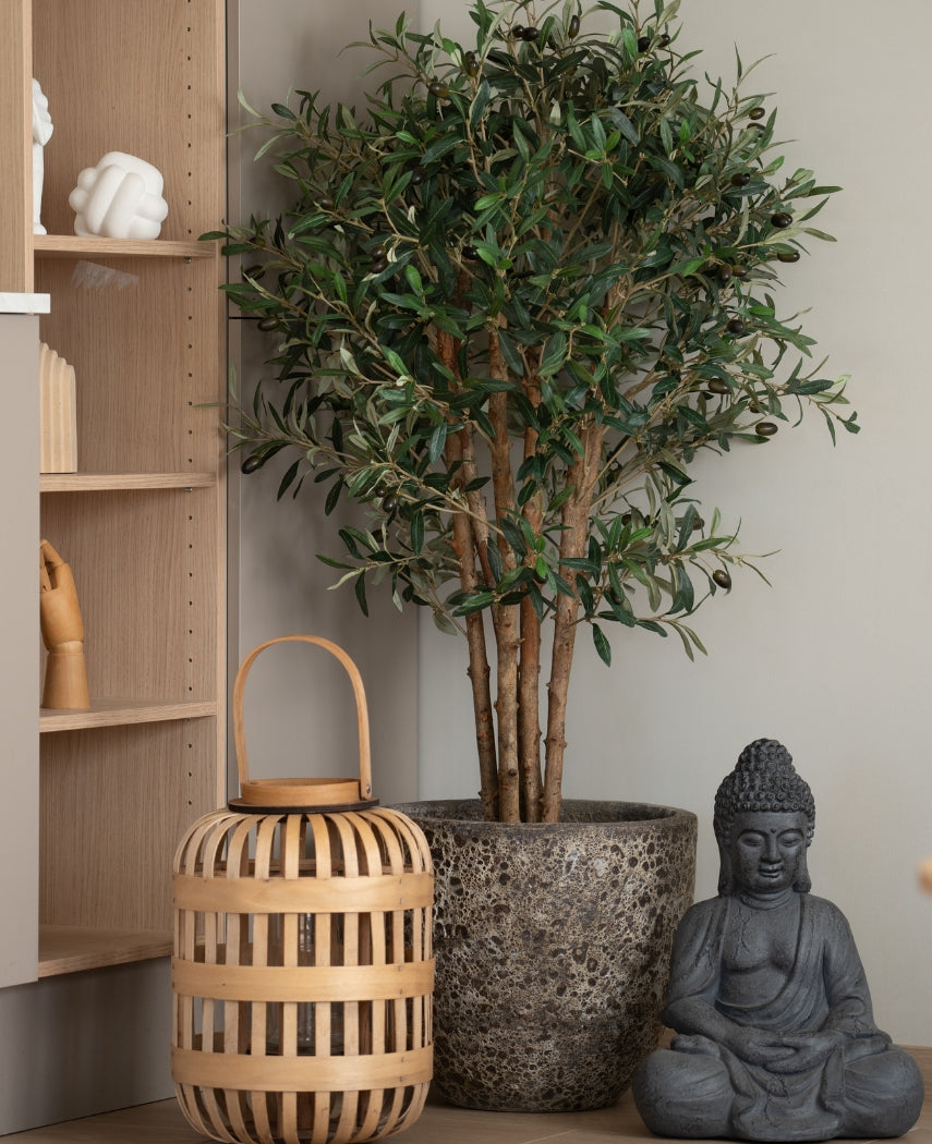 Kunstig Oliventre m/Oliven UV 120 cm