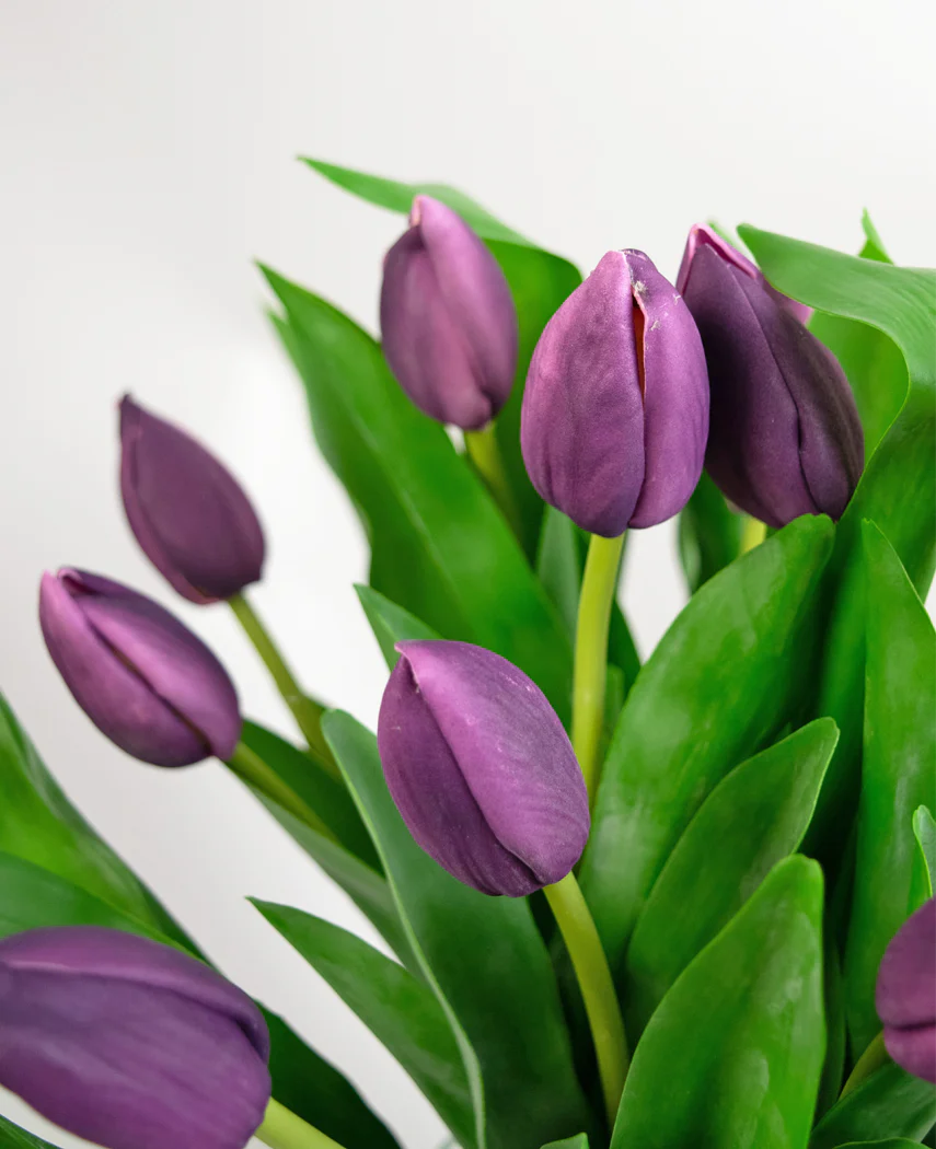 Kunstig Tulipan Bukett i Vase Lilla 45cm