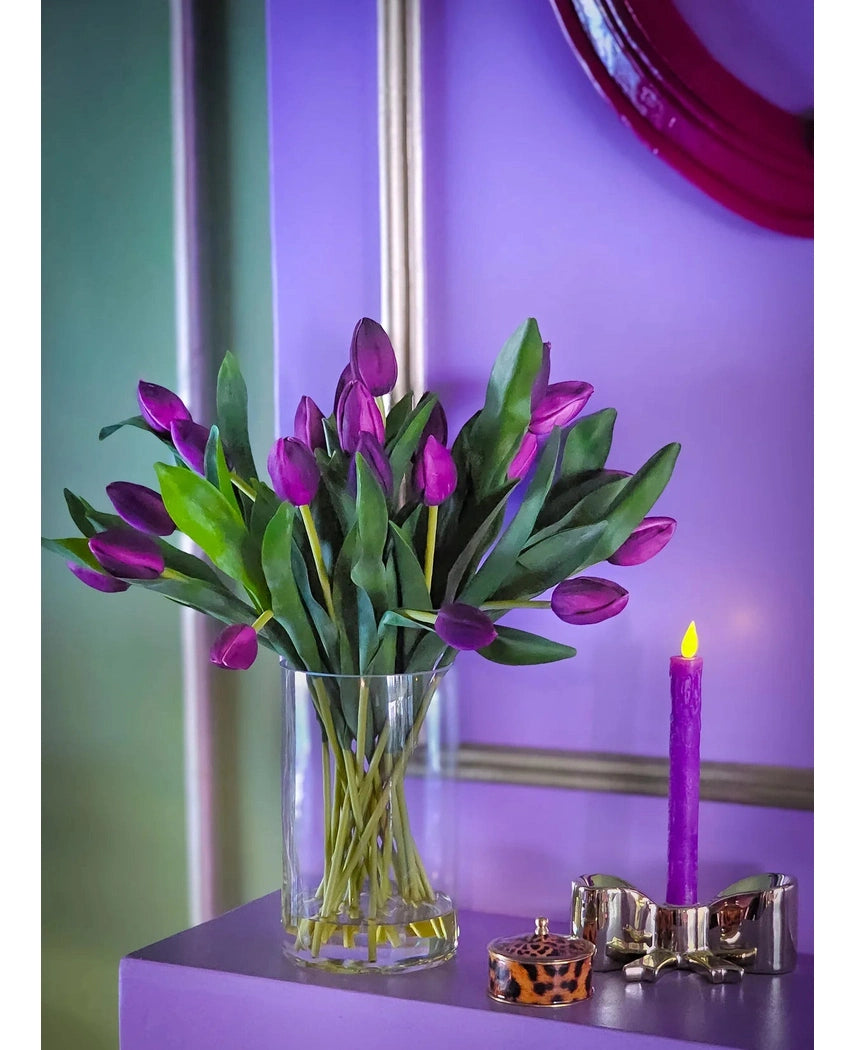 Kunstig Tulipan Bukett i Vase Lilla 45cm