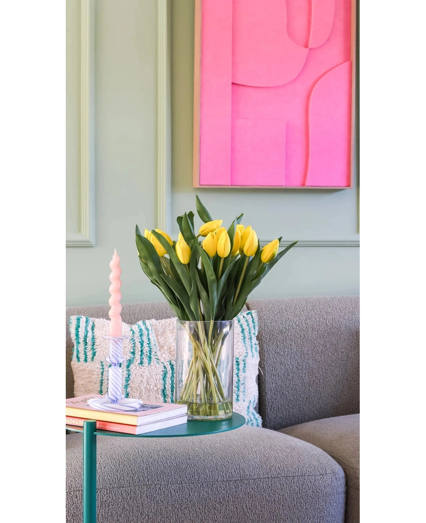 Kunstig Tulipan Bukett i Vase Gul 45cm