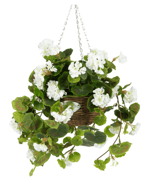 Kunstig Begonia Hvit i Kurv UV 70cm