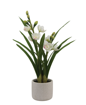Kunstig Cymbidium Orkide Hvit 55cm