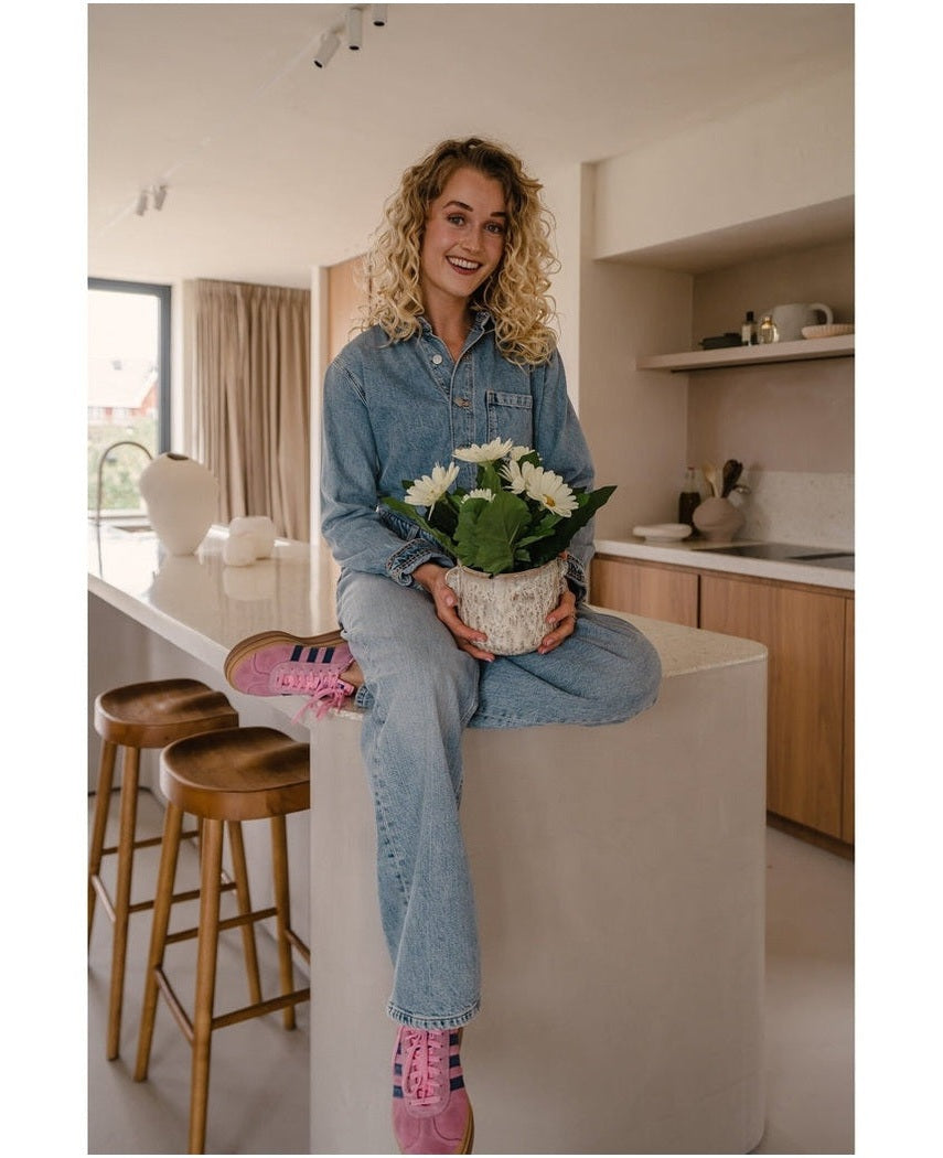 Kunstig Gerbera Kremhvit 28cm