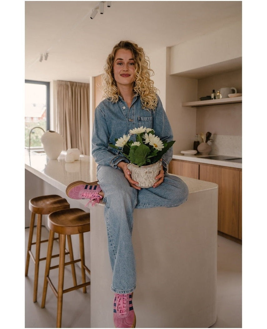 Kunstig Gerbera Kremhvit 28cm