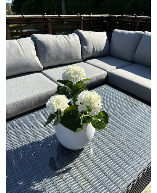 Kunstig Hortensia Deluxe Kremhvit UV 35cm
