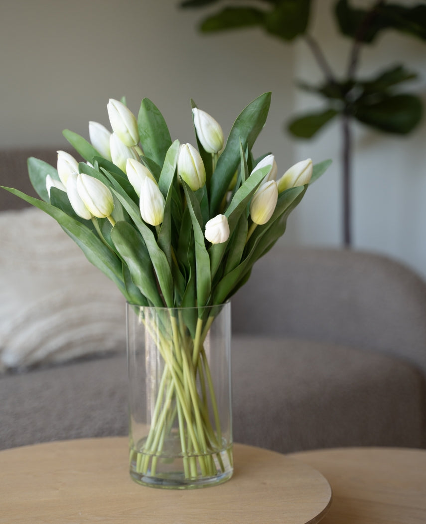 Kunstig Tulipan Bukett i Vase Hvit 45 cm