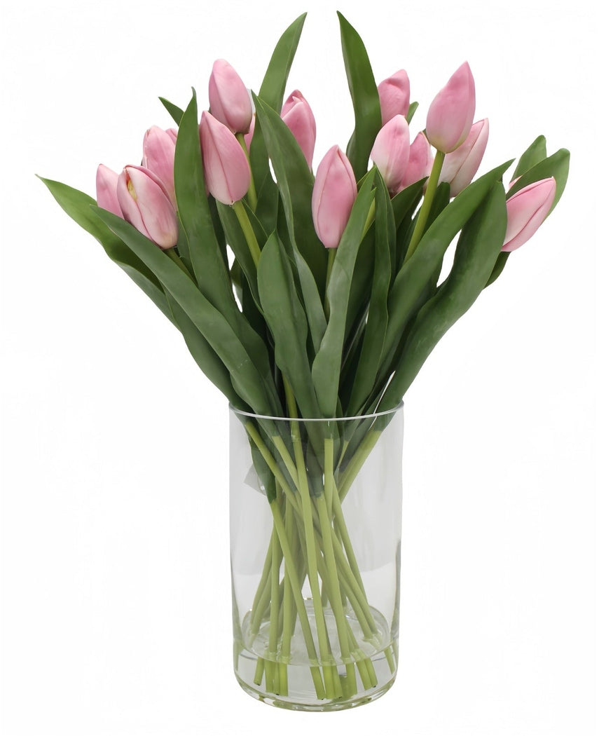 Kunstig Tulipan Bukett i Vase Rosa 45cm