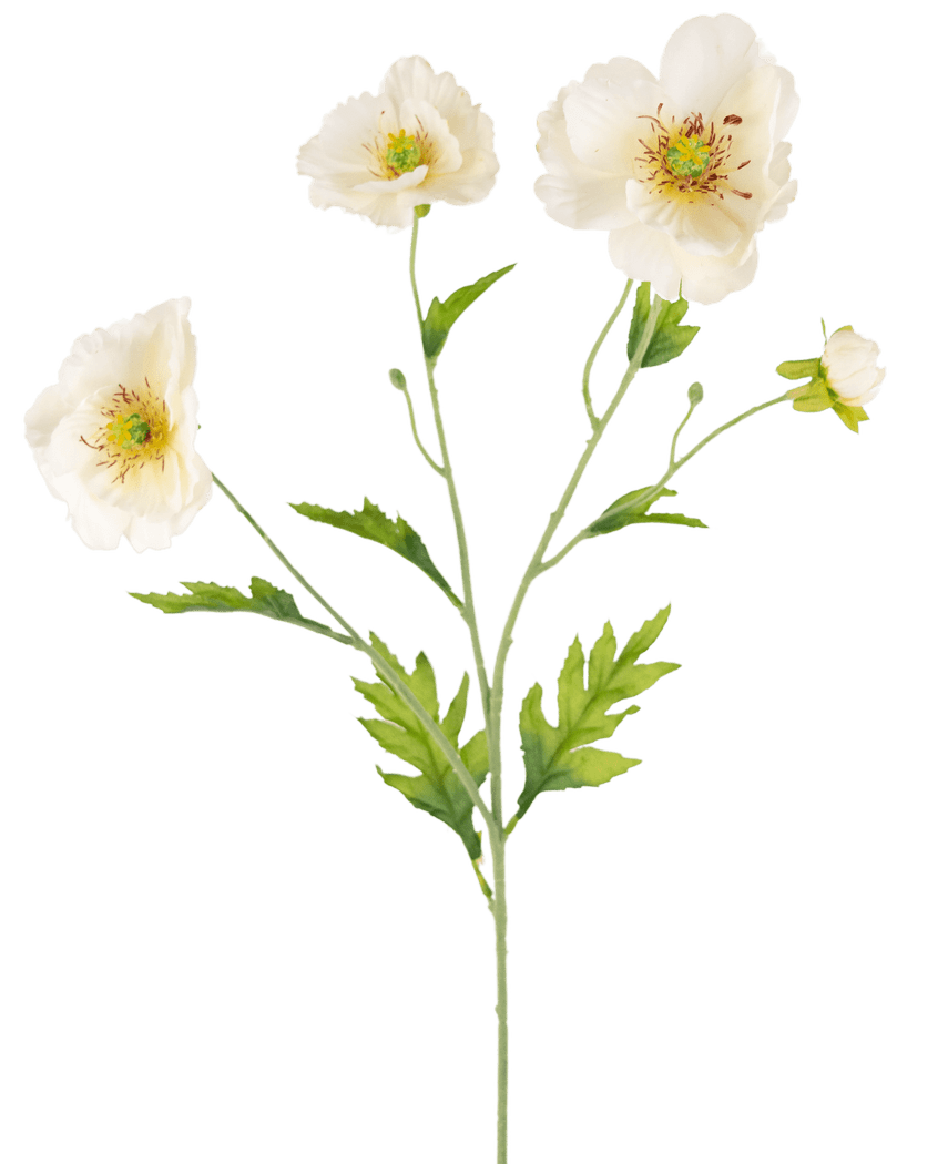 Kunstig Valmue Real Touch Krem/gul 65cm