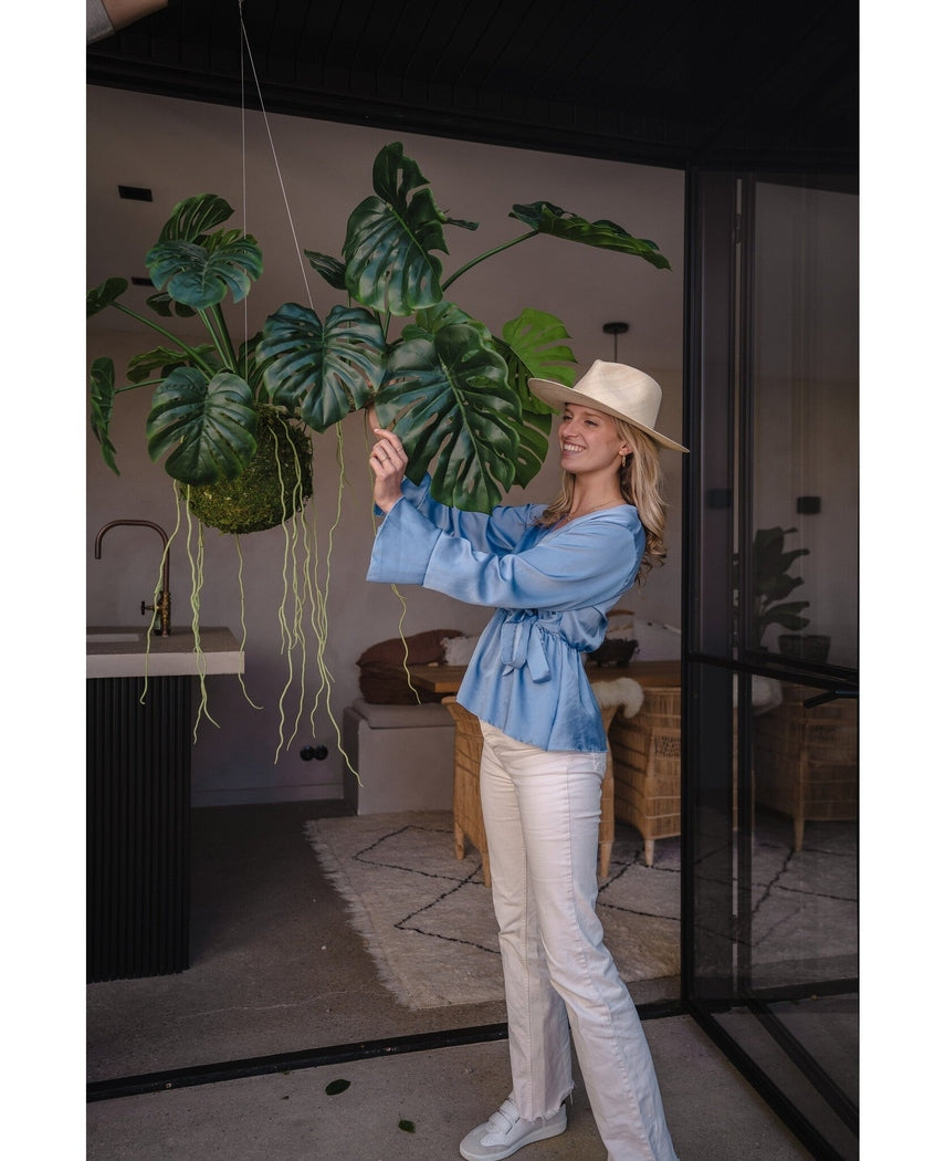 Kunstig hengende plante Monstera Deluxe 80 cm