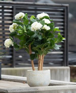 Kunstig Hortensia Busk Kremhvit UV 85 cm