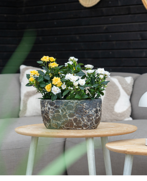 Kunstig Rosebusk Gul UV i Potte 35 cm