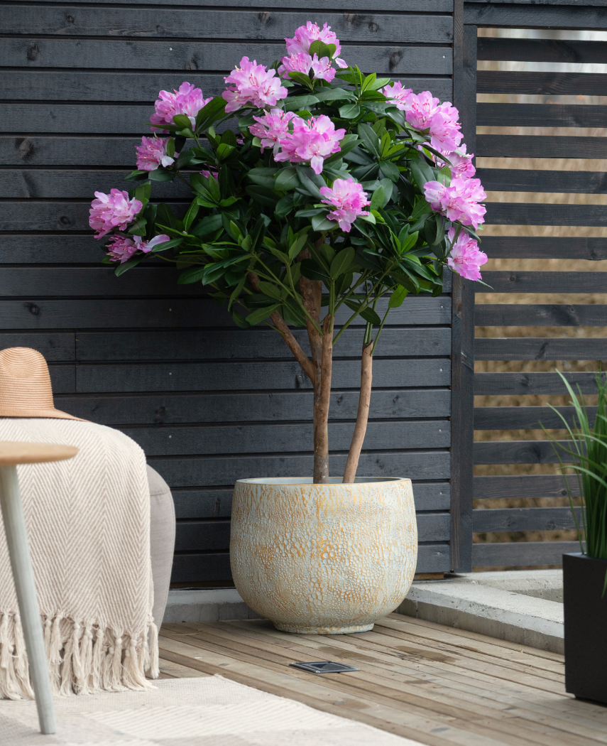 Kunstig Rhododendron Tre Rosa UV 90 cm