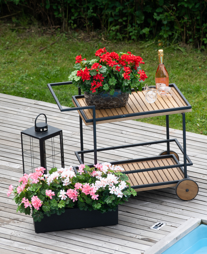 Kunstig Geranium i Potte Krem UV 40 cm