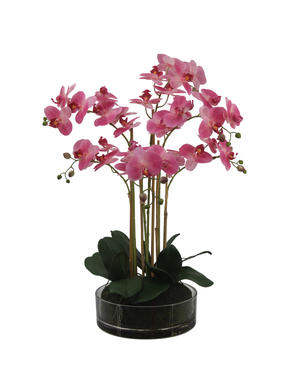 Kunstig Real Touch Phalaenopsis Orkidé Rosa/Hvit i Glasskrukke 64cm