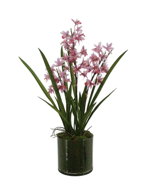 Kunstig Mini-Cymbidium Orkide Rosa Real Touch 60cm