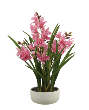 Kunstig Cymbidium Orkide Real Touch Rosa 85cm