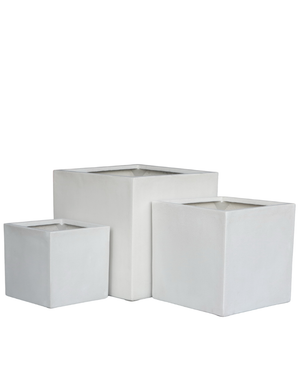 Kube Potte med Hjul Hvit 50x50 cm