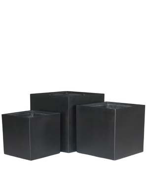Kube Potte med Hjul Sort 50x50 cm