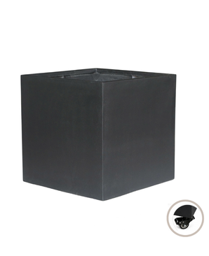 Kube Potte med Hjul Sort 30x30 cm