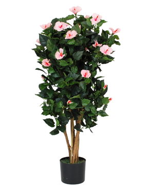 Kunstig Hibiskus Tre Rosa 120cm