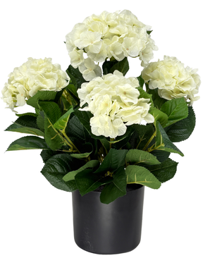 Kunstig Hortensia busk Hvit/Krem UV 50cm