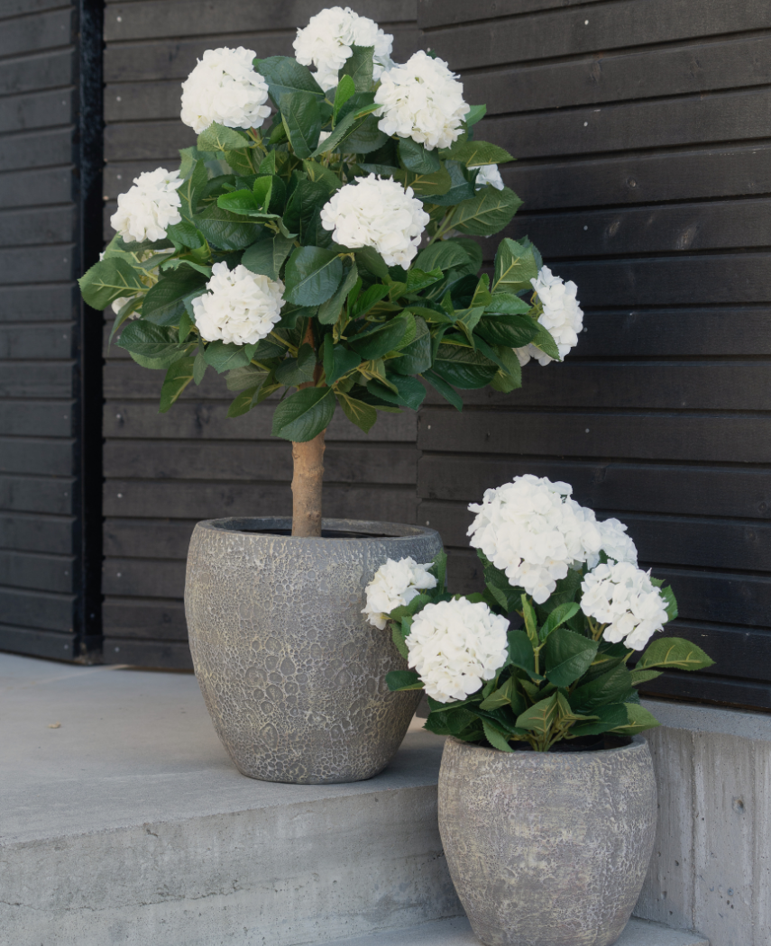 Kunstig Hortensia busk Hvit/Krem UV 50cm