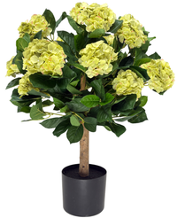 Kunstig Hortensia Ball Gul/Grønn UV 75 cm