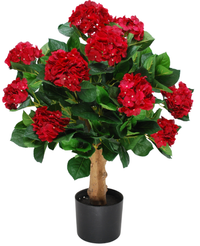 Kunstig Hortensia Ball Rød UV 75 cm