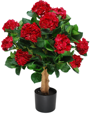 Kunstig Hortensia Ball Rød UV 75 cm