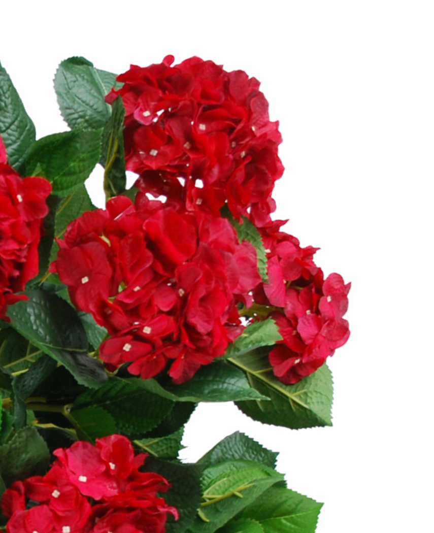 Kunstig Hortensia Ball Rød UV 75 cm