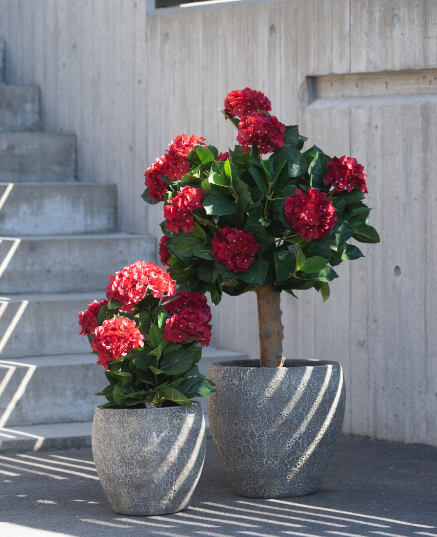 Kunstig Hortensia Ball Rød UV 75 cm