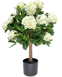 Kunstig Hortensia Ball Hvit/Krem UV 75 cm