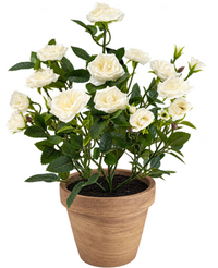 Kunstig Rosebusk i Potte Hvit UV 45cm
