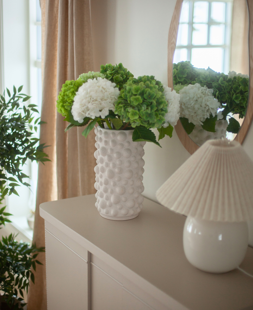 Kunstig Hortensia "Annabelle" Real Touch Hvit 55 cm