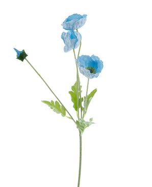 Kunstig Valmueblomst Real Touch Asurblå 60cm
