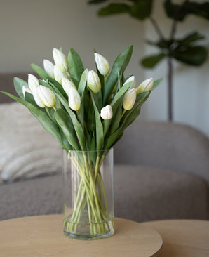 Kunstig Tulipan Bukett i Vase Hvit 45cm