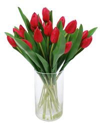 Kunstig Tulipan Bukett i Vase Rød 45 cm