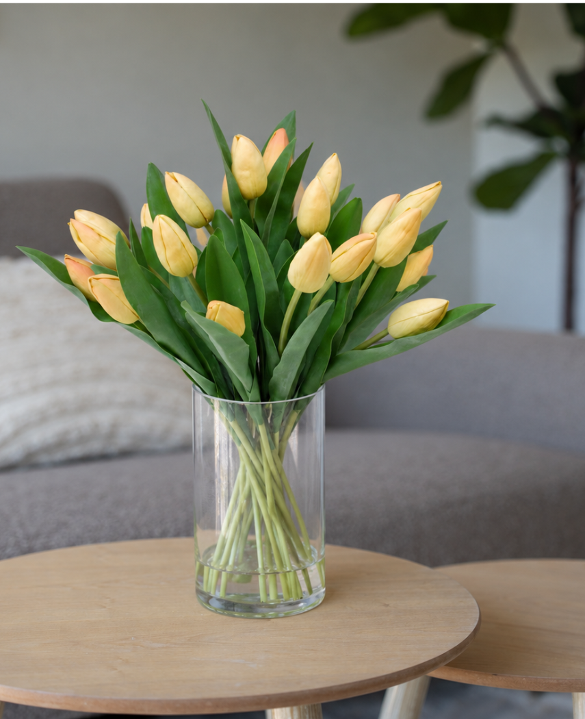 Kunstig Tulipan Bukett i Vase Gul/Oransje 45 cm