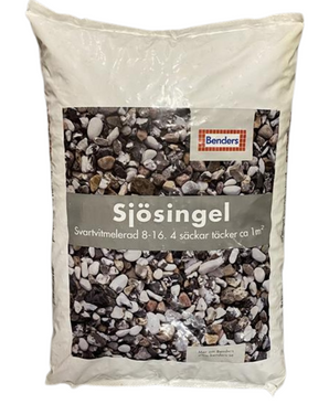 Dekorstein Sjøsingel Svart/Hvit 15KG