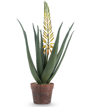 Kunstig Aloe Vera med Blomst Gul 66cm