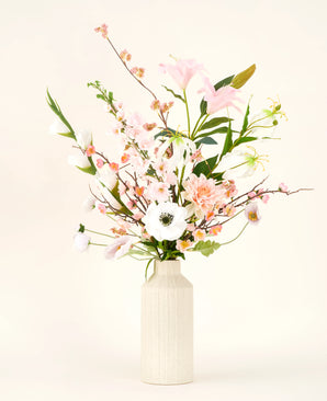Kunstig silkeblomsterbukett Pink & Pearl