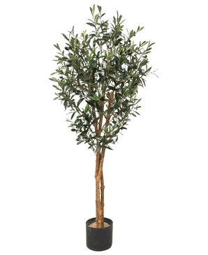 Kunstig Oliventre Slim m/Oliven UV 120 cm