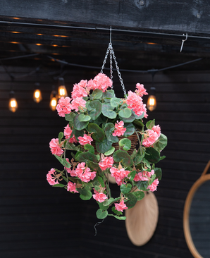 Kunstig Begonia Rosa i Kurv UV 70 cm